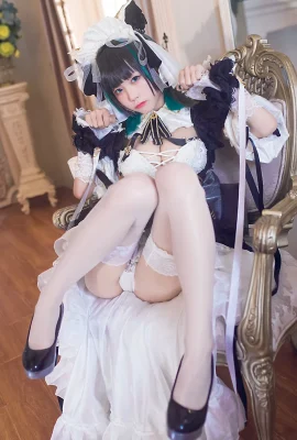 coser 水ミャオ アクア アズールレーン チェシャー 美脚 コスプレ誘惑画像(9枚)