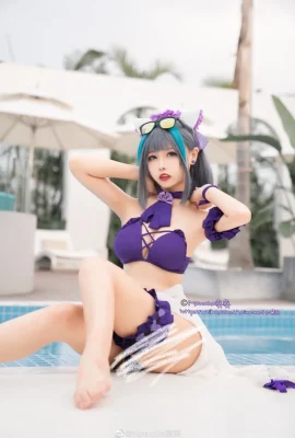 アズールレーン チェシャー 水着コスプレで甘いビーチデート！葵桃子 (9枚)