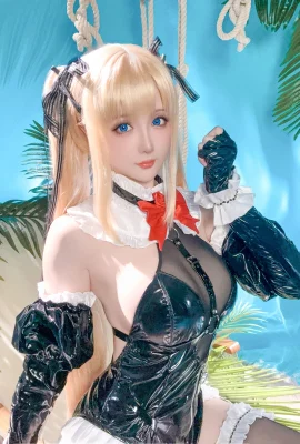Coser Miss Star：Marie Roseテーマセクシーなブラックレザーハイスクエアワンシーが黒いストッキングと完璧な体の誘惑写真55p