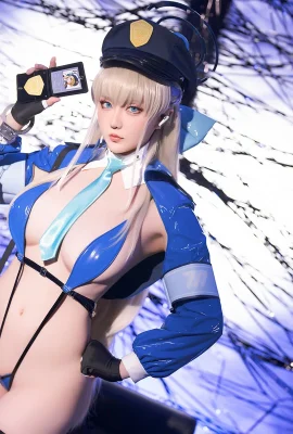 Coser Miss Star：セクシーな青のセクシーなワンピースランジェリーのテーマは、熱い体の誘惑を示す黒いストッキングを備えています写真58p