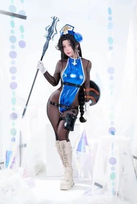 ベトナムのコーザービューティーUmeko J-Maiden（Ice Rose）テーマセクシーな青いワンズ露出したワンシーブラックシルクを見せているお尻を見せます魅力的な写真66p